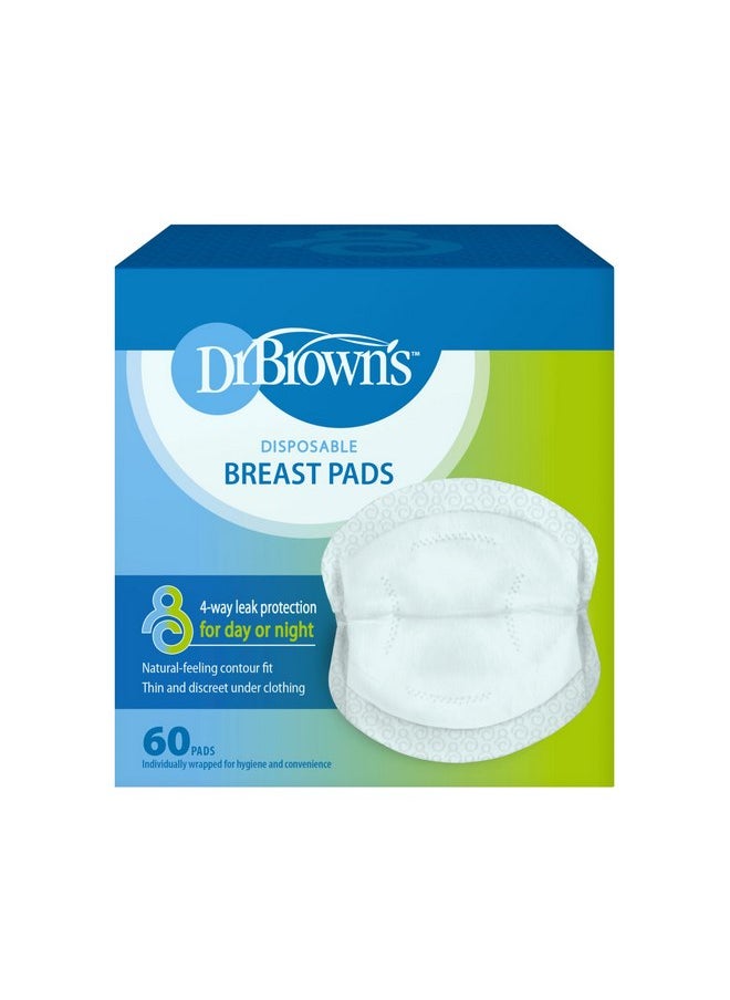 Dr. Brown's Disposable One-Use Absorbent Breast Pads for Breastfeeding and Leaking - 60pk - Packaging May Vary