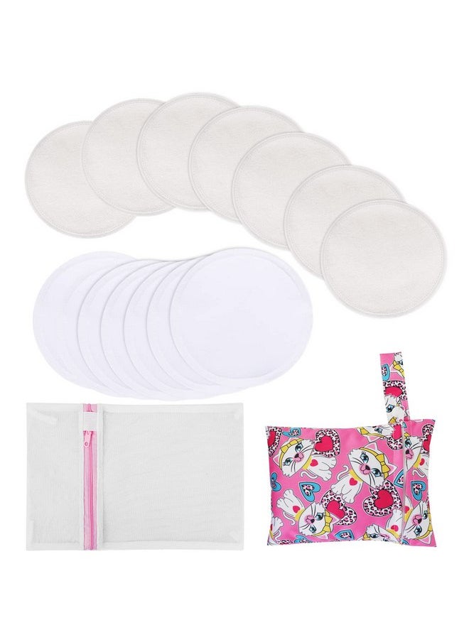 PHOGARY 14PCS Washable Nursing Pads, Reusable Organic Bamboo Breast Pads with Laundry Bag and Storage Bag for Breastfeeding Mothers (3.93 inch)