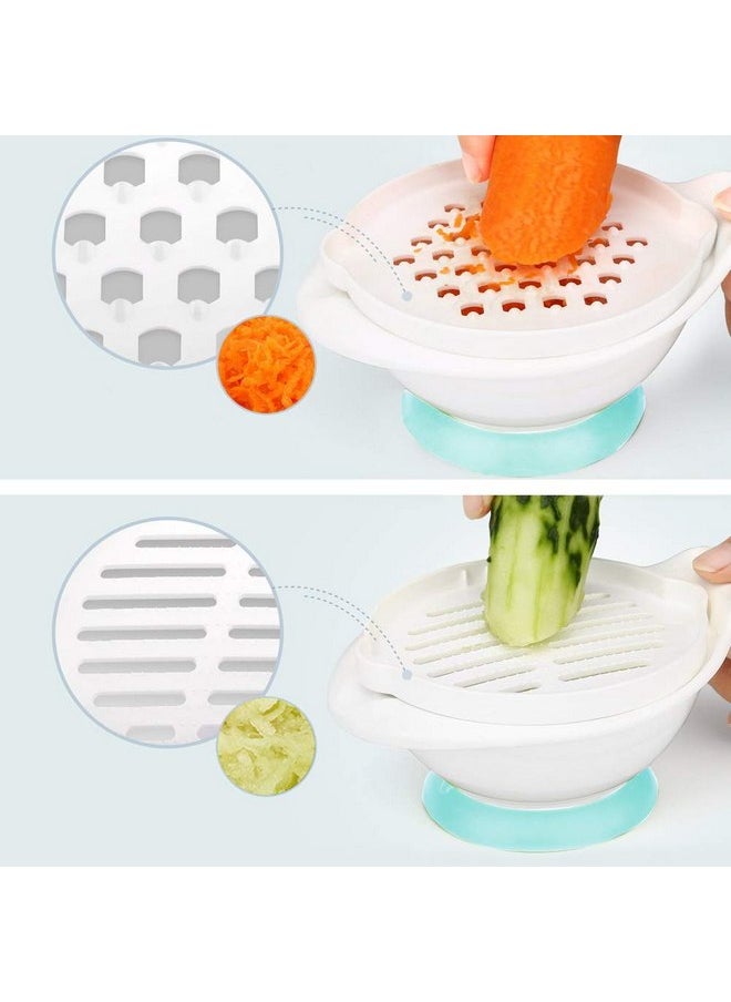 Matyz Versatile Baby Food Maker Set - Toddler Food Mills with Mash Bowl, Hand Masher, Citrus Juicer, Grater - Making Homemade Baby Food - Fruits and Vegetables Masher - No BPA (Mint Green)