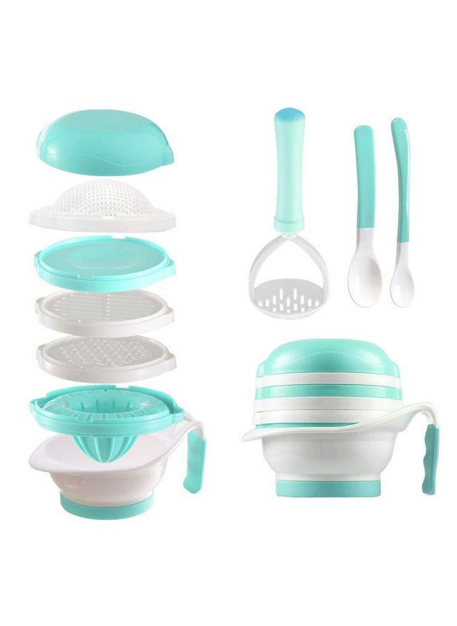 Matyz Versatile Baby Food Maker Set - Toddler Food Mills with Mash Bowl, Hand Masher, Citrus Juicer, Grater - Making Homemade Baby Food - Fruits and Vegetables Masher - No BPA (Mint Green)