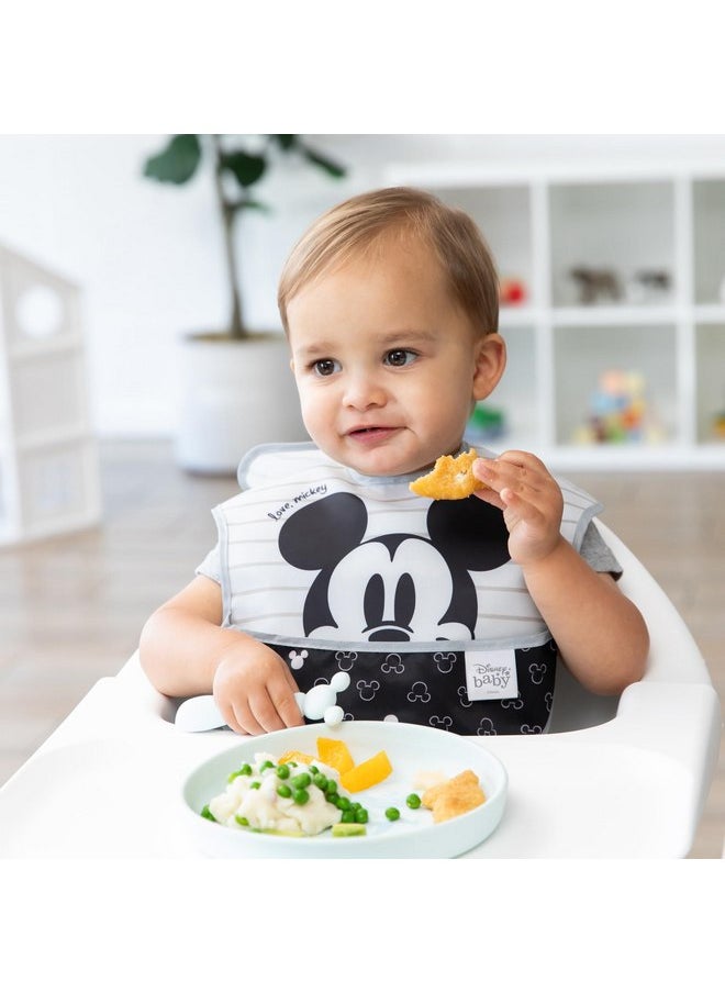 Bumkins Disney Baby and Toddler Plate and Spoon Set, Silicone Dish for Babies and Kids, Baby Led Weaning, Children Feeding Supplies, Microwave Safe, Platinum Silicone, Ages 6 Months Up, Mickey Mouse