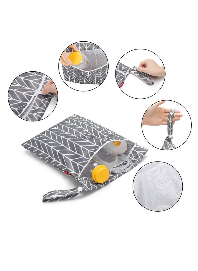Damero Breast Pump Parts Bag, Wet Dry Breast Pump Parts Bag, Pumping Bag with Waterproof Mat and Mesh Bag, Gray Arrow