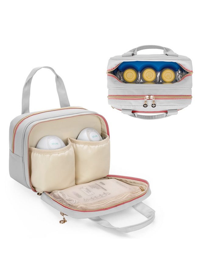 Damero Wearable Breast Pump Bag Compatible with Elvie and Momcozy Breast Pump, Carrying Bag for Wearable Breast Pump, Bottles, Pump Parts and Ice Pack