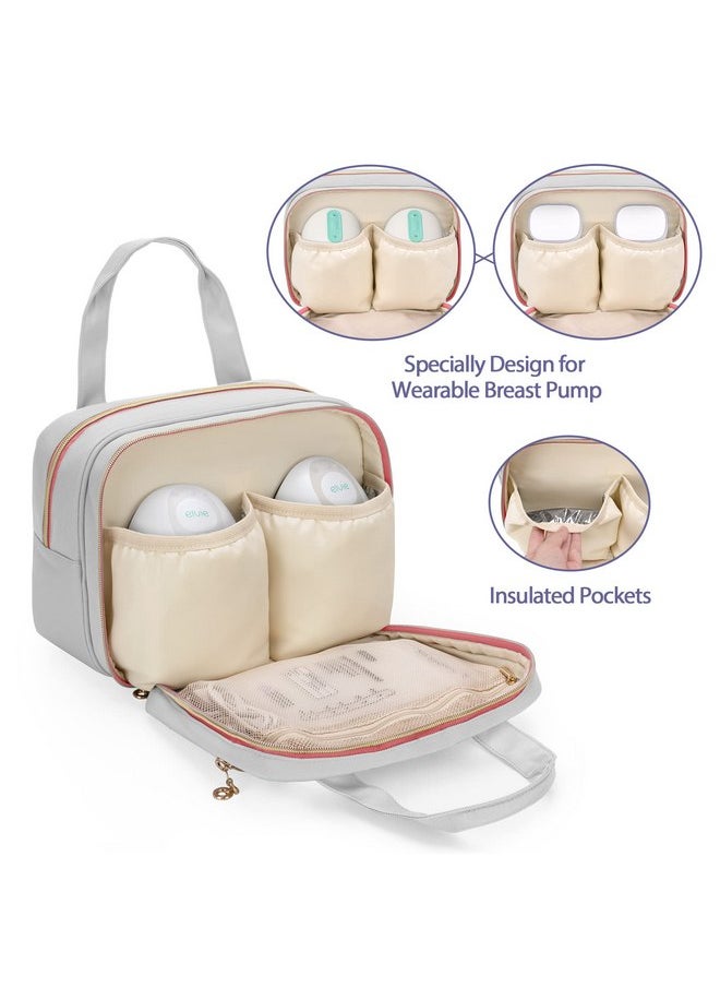 Damero Wearable Breast Pump Bag Compatible with Elvie and Momcozy Breast Pump, Carrying Bag for Wearable Breast Pump, Bottles, Pump Parts and Ice Pack