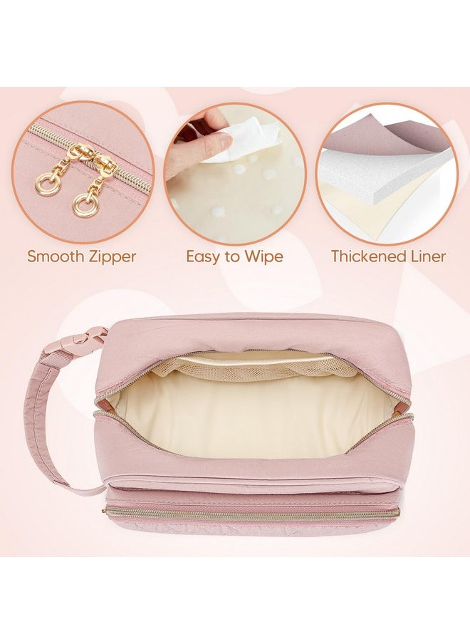 Damero Breastmilk Cooler Bag with 4 Ice Packs, Breast Milk Cooler Travel Bag Fit for Milk Bags or Bottles, with Buckle Handle for Breastfeeding Moms Travel/Daycare, Pink