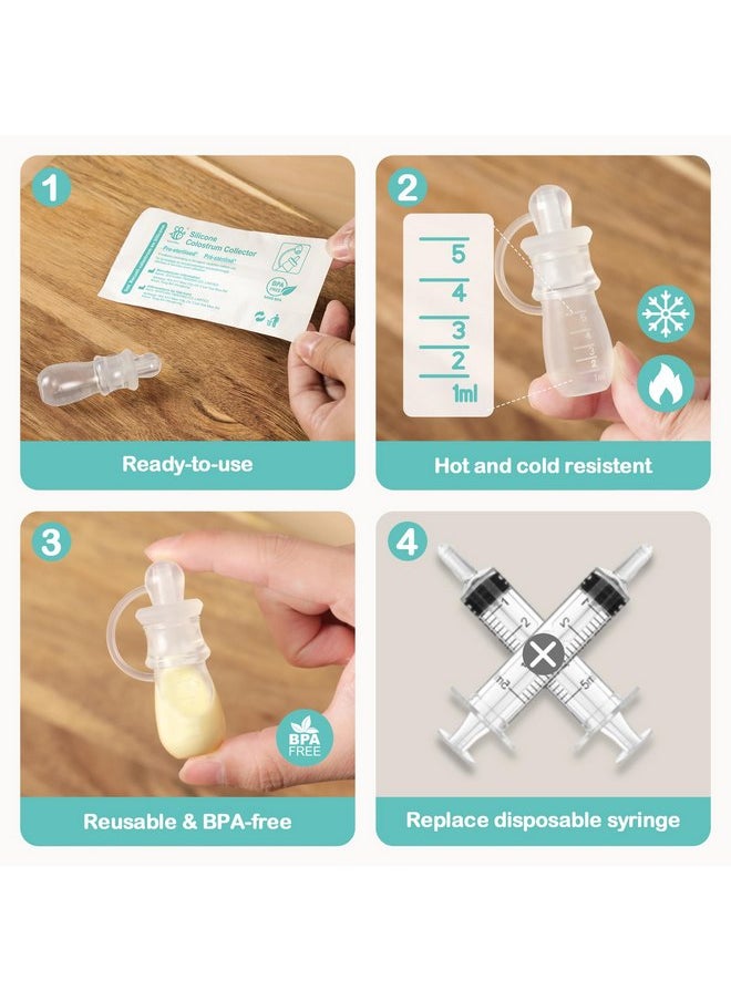 BumbleBee Colostrum Collector Syringes Reusable Breast Milk Collector, Multi-Use Colostrum Container with Storage Case, Cotton Wipe & Cleaning Brush, BPA Free, 5ml-6pcs