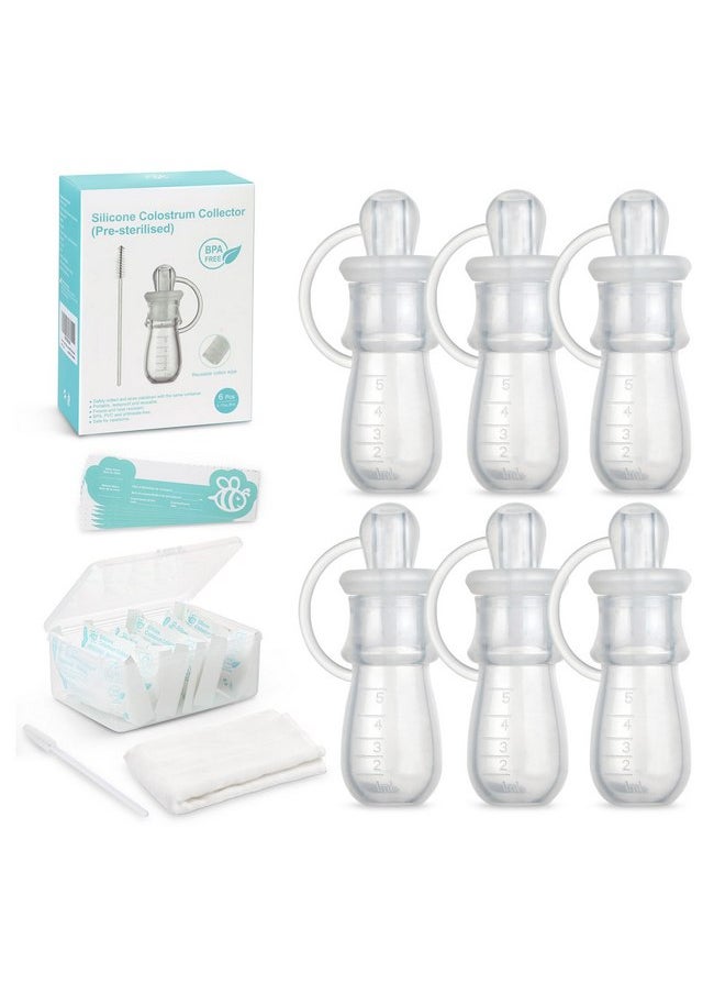 BumbleBee Colostrum Collector Syringes Reusable Breast Milk Collector, Multi-Use Colostrum Container with Storage Case, Cotton Wipe & Cleaning Brush, BPA Free, 5ml-6pcs