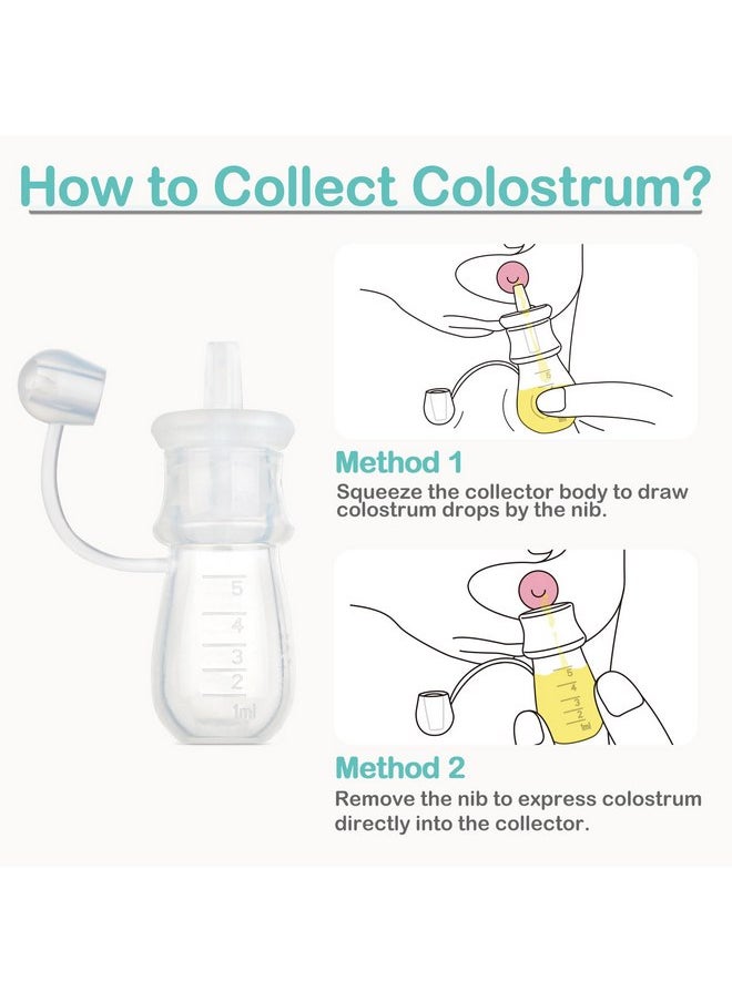 BumbleBee Colostrum Collector Syringes Reusable Breast Milk Collector, Multi-Use Colostrum Container with Storage Case, Cotton Wipe & Cleaning Brush, BPA Free, 5ml-6pcs