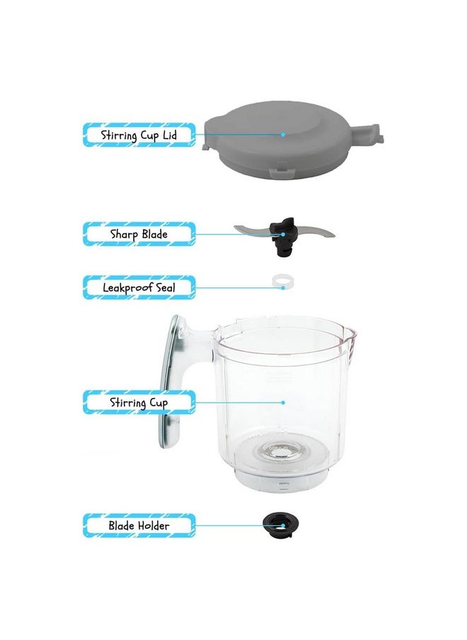 Replacement Stirring Cup & Blade with Steaming Basket for EVLA'S Baby Food Maker - Gray