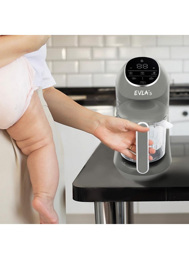 Replacement Stirring Cup & Blade with Steaming Basket for EVLA'S Baby Food Maker - Gray
