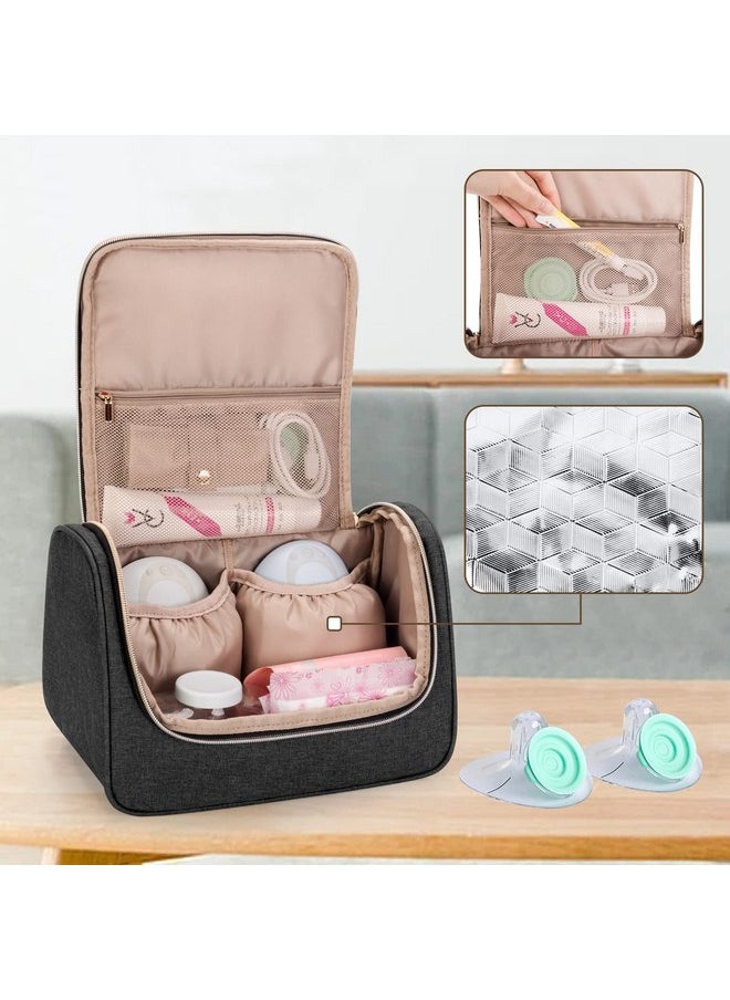 Luxja Wearable Breast Pump Bag (with a Waterproof Mat) Compatible with Momcozy and Elvie Breast Pump, Carrying Case for Wearable Breast Pump and Extra Parts (Patent Pending), Black