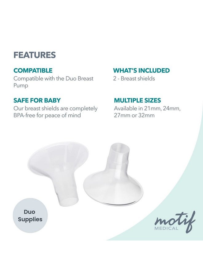 Motif Medical, Twist Lactation Breast Shields, Compatible with Motif Twist Breast Pump, Maternity, Breast Pumping Accessories - 21mm