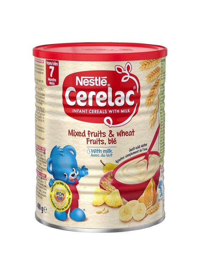 Nestle Cerelac Infant Cereal with Milk from 8 Months Mixed Fruits & Wheat - 14 oz