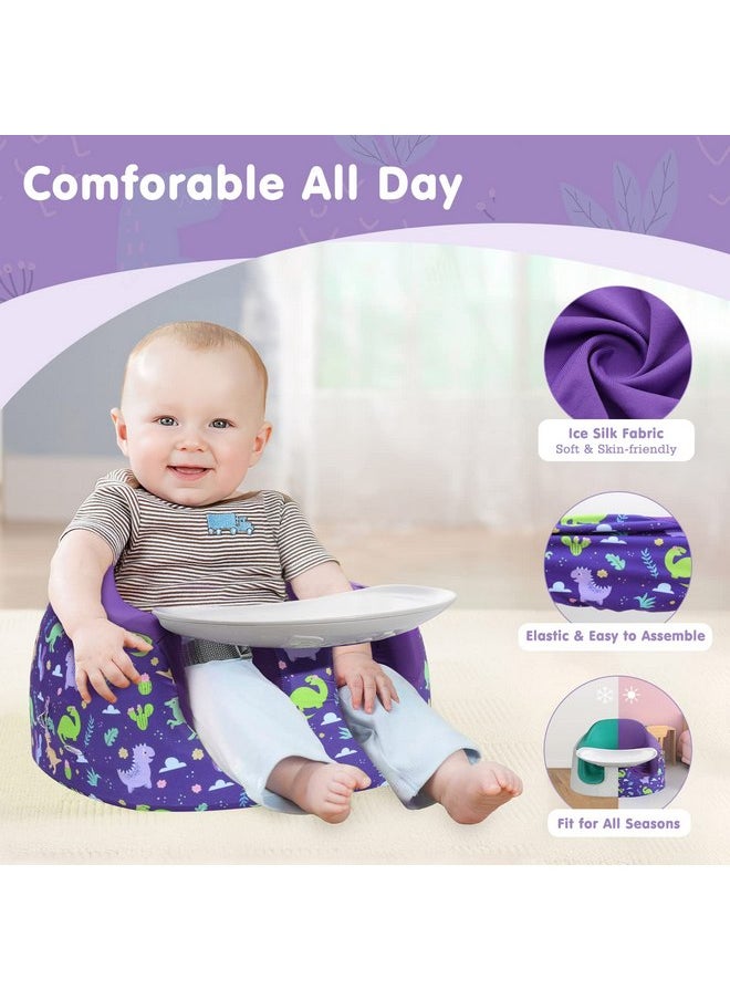 Zooawa Seat Cover Compatible with Bumbo Multi Seat, Baby Seat Cover Children Chair Protector Washable Baby Booster Seat Accessory, Girl Boy Seat Cover Compatible with Bumbo Chair, Purple Dinosaur