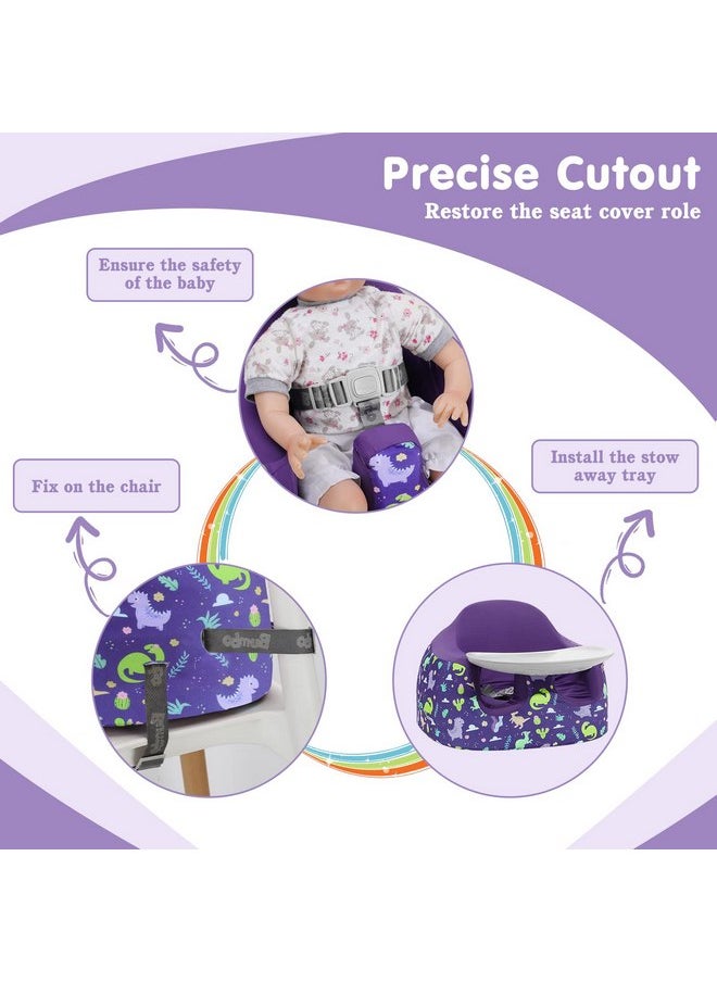 Zooawa Seat Cover Compatible with Bumbo Multi Seat, Baby Seat Cover Children Chair Protector Washable Baby Booster Seat Accessory, Girl Boy Seat Cover Compatible with Bumbo Chair, Purple Dinosaur