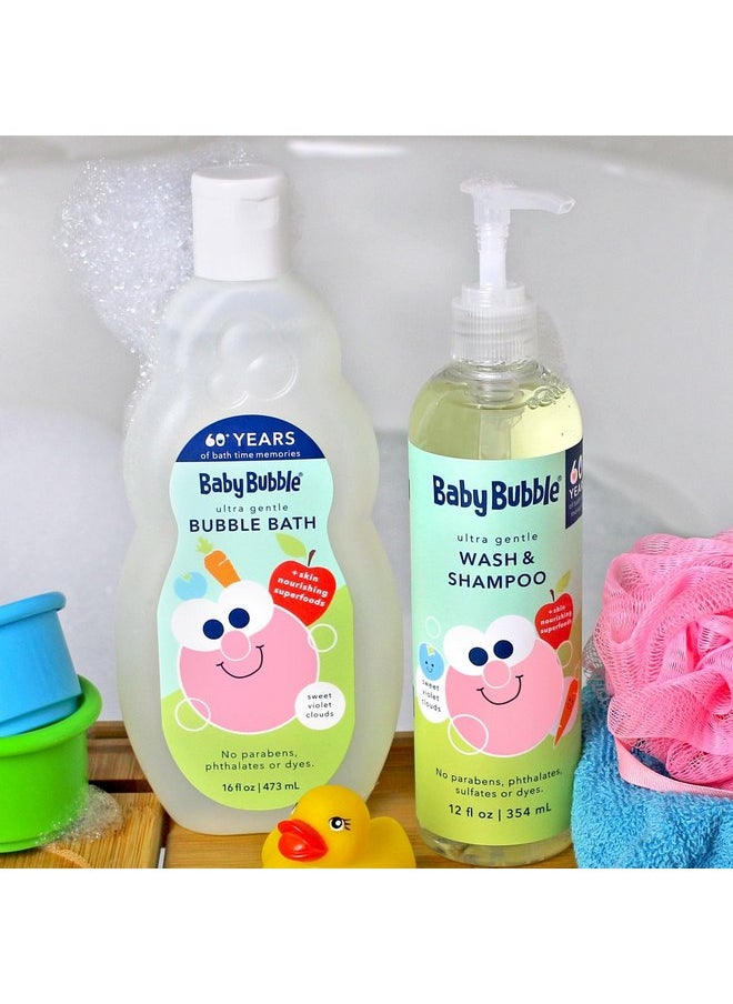 Mr. Bubble Baby Bubble Ultra Gentle Body Wash & Shampoo, Sweet Violet Clouds Scent, 12 oz. Pack of 3