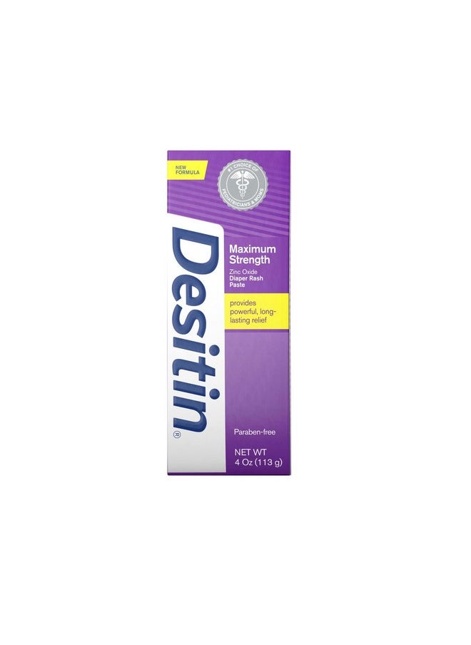 DESITIN Maximum Strength Diaper Rash Paste 4 oz (Pack of 4)