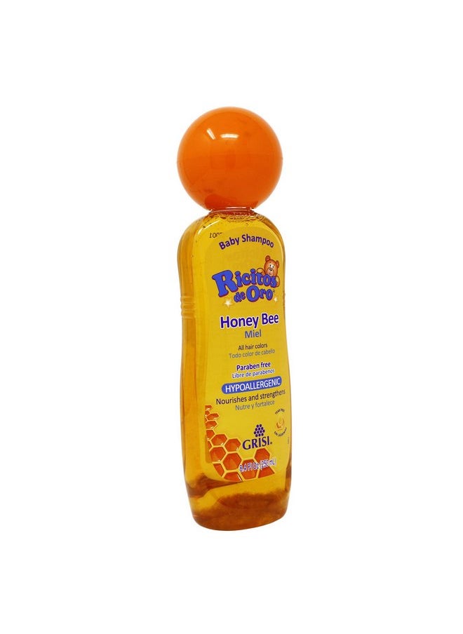 Honey Bee Ricitos de Oro Shampoo| Baby Shampoo with Pop-Up Rattle Cap, Paraben Free Product for Baby’s Delicate Hair; 8.4 Fl Ounces