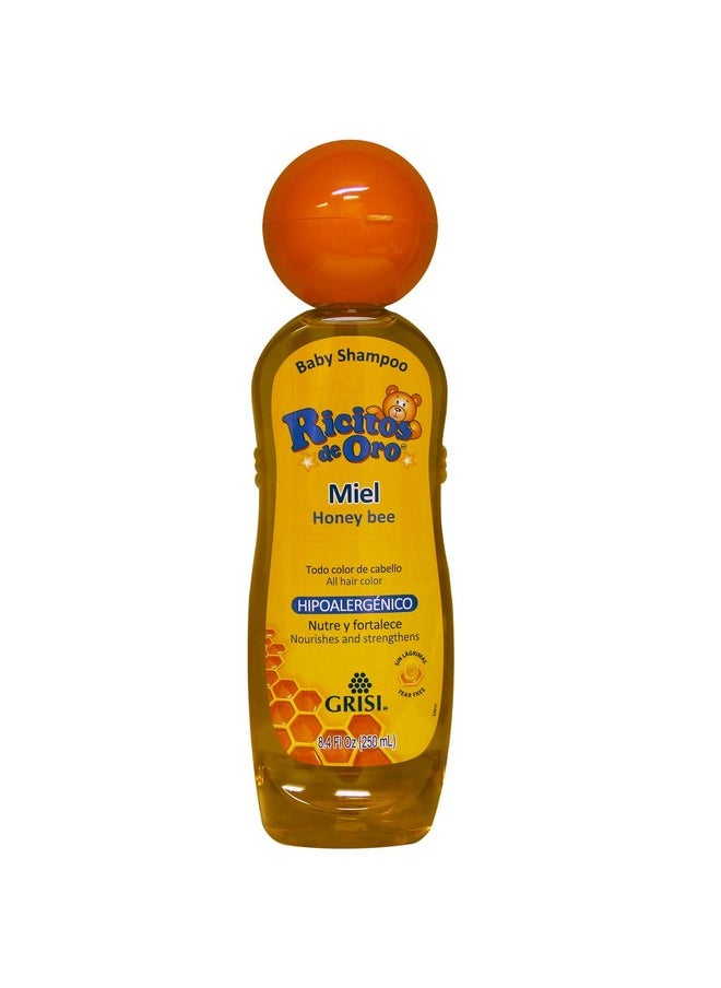 Honey Bee Ricitos de Oro Shampoo| Baby Shampoo with Pop-Up Rattle Cap, Paraben Free Product for Baby’s Delicate Hair; 8.4 Fl Ounces