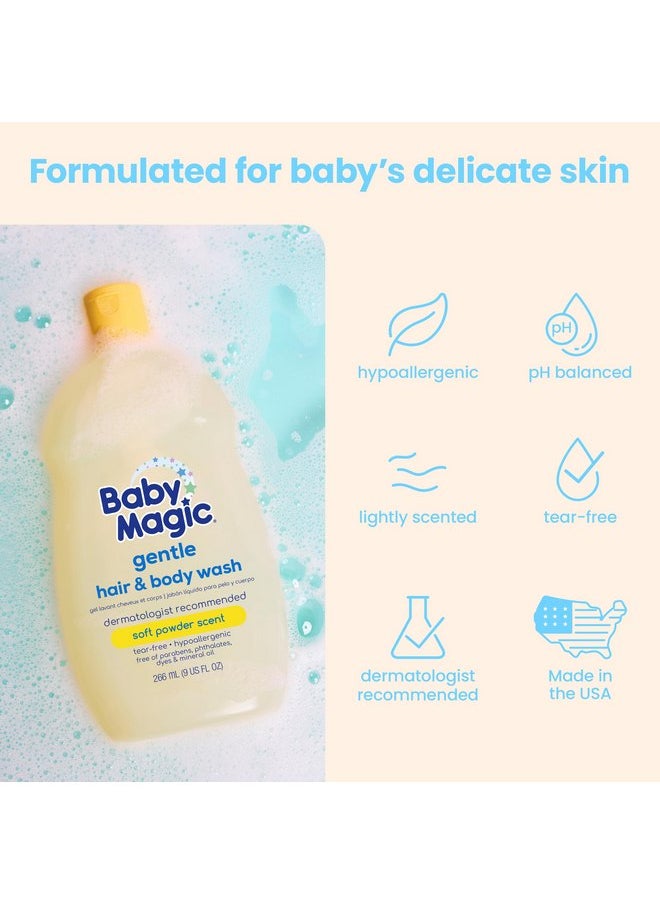 Baby Magic Gentle Hair & Body Wash | Tear-Free, Free of Parabens, Phthalates, Sulfates and Dyes, Calendula Oil & Coconut Oil, Soft Powder Scent, 9 Fl Oz