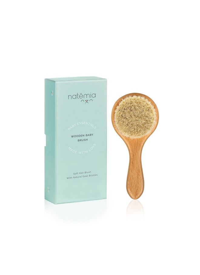 Natemia Wooden Baby Hair Brush | Natural Soft Bristles for Newborns & Toddlers | Gentle Cradle Cap Care | Ideal Baby Registry Gift