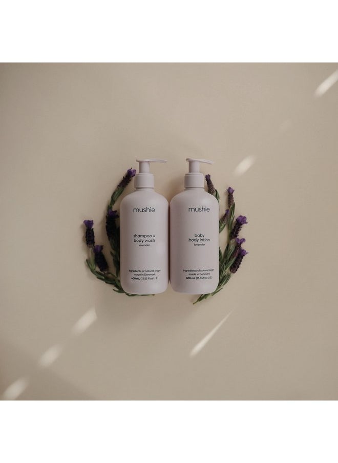mushie Baby Shampoo & Body Wash | Gentle Formula for Delicate Skin | Certified Organic | Made in Denmark, 13.53 fl oz (Lavender)