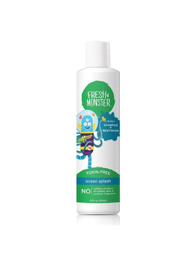 Fresh Monster 2-in-1 Kids Shampoo & Body Wash, Ocean Splash - 8.5oz, Toxin-Free, Hypoallergenic, Natural & PETA Certified Cruelty-Free, Unisex