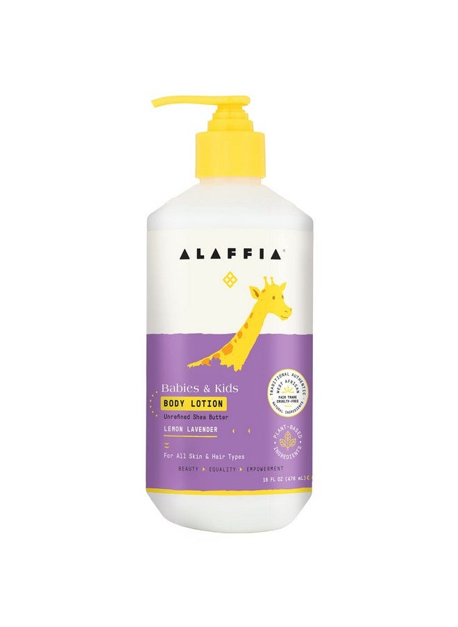 Alaffia EveryDay Shea Body Lotion, Gentle for Babies and Up, Gently Helps Clean Skin and Calm Children with Shea Butter, Lemon Balm, and Lavender Oil, Fair Trade, Lemon Lavender, 16 Fl Oz
