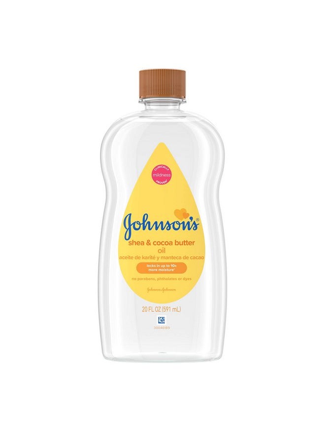 Johnson's Baby Oil, Mineral Oil Enriched with Shea & Cocoa Butter to Prevent Moisture Loss, Hypoallergenic, 20 fl. oz