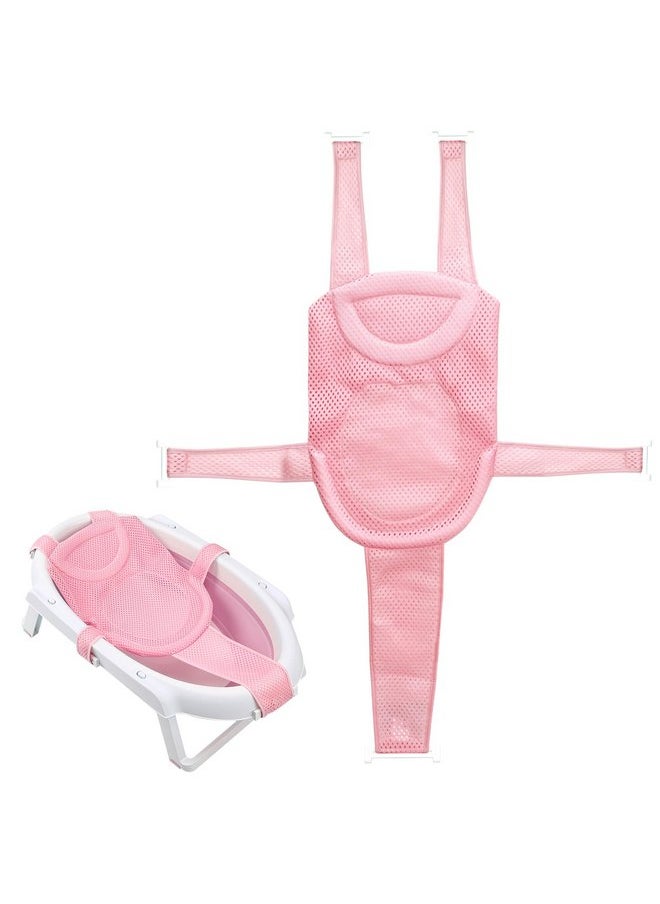 Colorlife Baby Bath Seat Support Net Infant Bathing Seat Support Mat, Adjustable Comfortable Non-Slip Five-Pointed Baby Shower Net Bathtub Sit Up Mesh for Newborn 0-6 Months-Pink(No Bathtub)