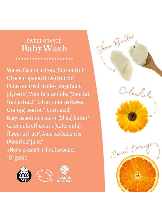Earth Mama Sweet Orange Baby Liquid Wash Foaming Hand Soap, Organic All Purpose Body Wash for Sensitive Skin, Castile Soap with Coconut Oil, Shea Butter, Calendula, & Aloe, 5.3 fl oz