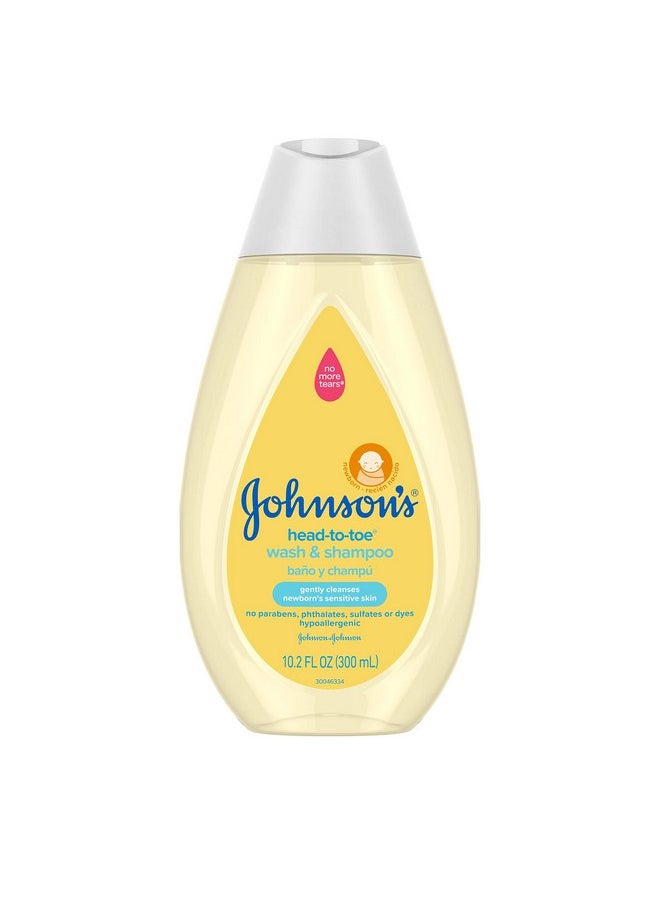 Johnson's Baby Head-to-Toe Gentle Baby Body Wash & Shampoo, Tear-Free, Sulfate-Free & Hypoallergenic Bath Wash & Shampoo for Baby's Sensitive Skin & Hair, Washes Away 99.9% of Germs 10.2 fl. oz