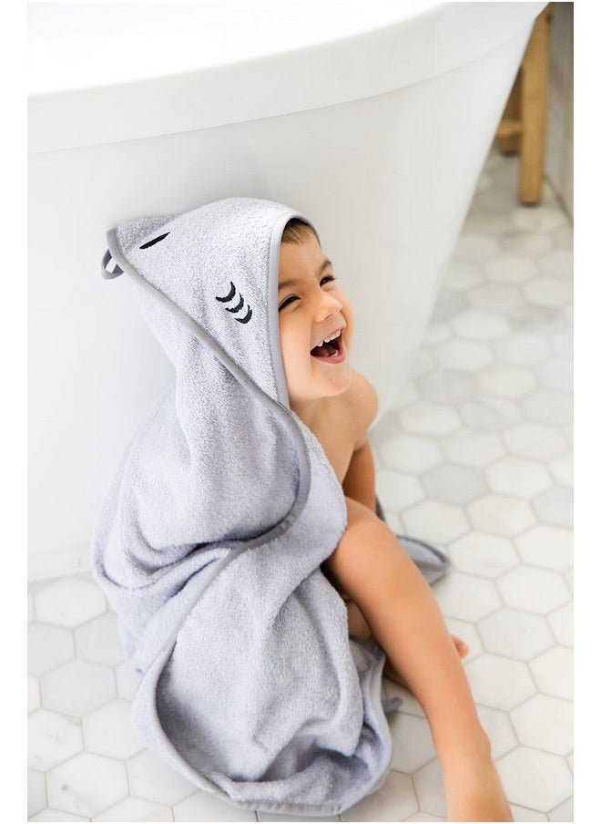 Ubbi Baby Hooded Bath Towel, Ultra Soft and Absorbent French Terry Cotton, Perfect Baby and Toddler Gift, Gray Stingray