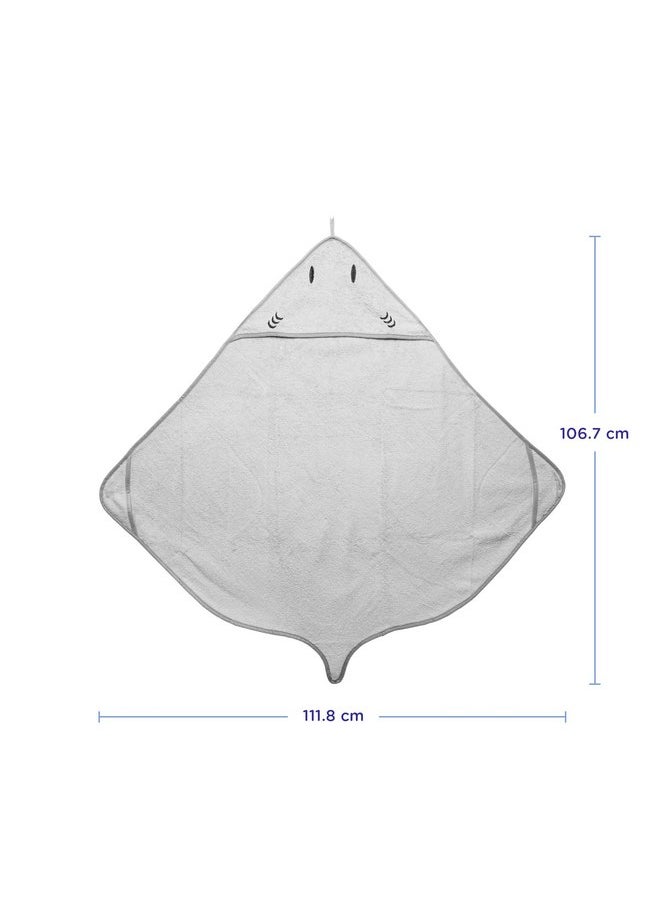 Ubbi Baby Hooded Bath Towel, Ultra Soft and Absorbent French Terry Cotton, Perfect Baby and Toddler Gift, Gray Stingray