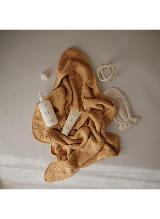 mushie Baby Hooded Towel | Organic Cotton (Fall Yellow)