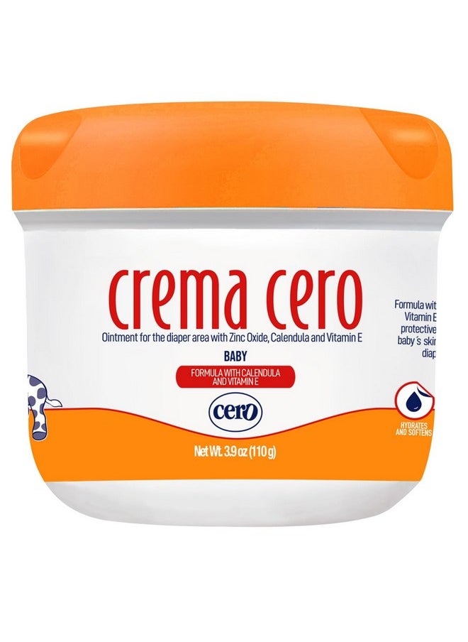 Crema Cero Diaper Rash Cream for Baby with Zinc Oxide and Calendula - High-Strength Diaper Cream for Quick Relief and Protection - Hydrating and Soothing Baby Balm - Calendula 3.9 oz