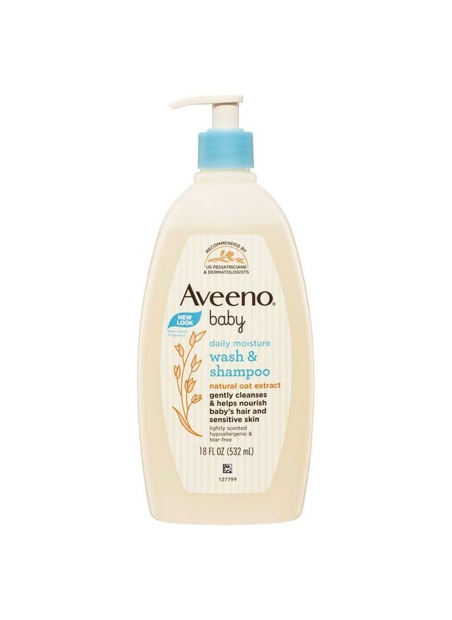 Aveeno Baby Gentle Wash & Shampoo with Natural Oat Extract, Tear-Free, 18 Fl Oz, Pack of 4