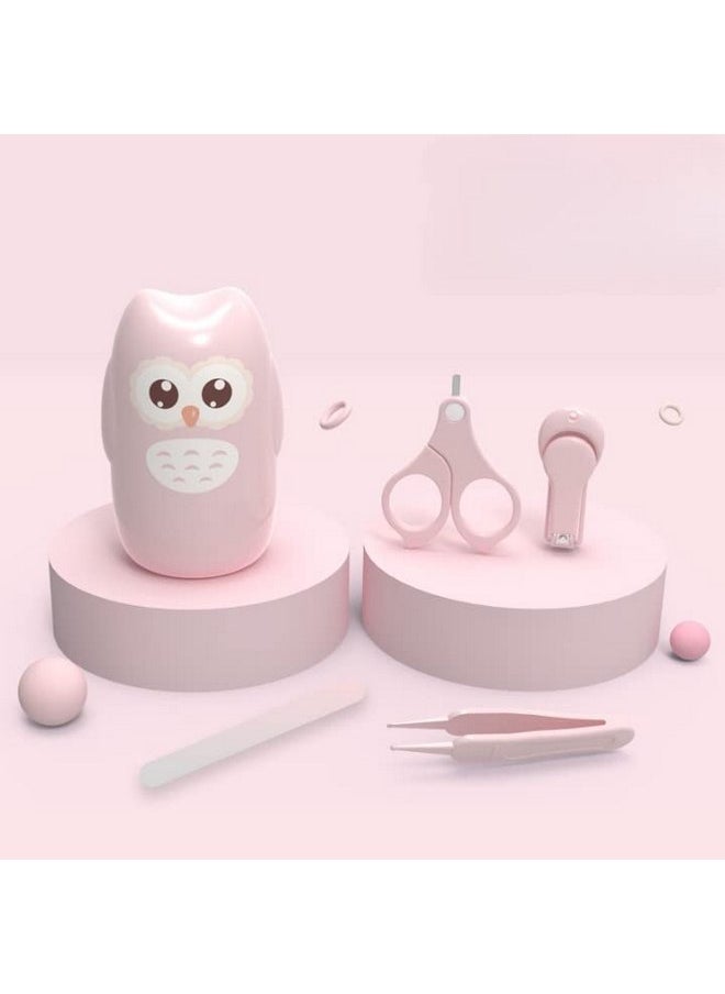 PandaEar Baby Nail Manicure Pedicure Grooming Care Kit (4 Pack)| Clippers Scissors File Tweezers | Newborn Infant Toddler Kids|1 Months Plus (Pink)
