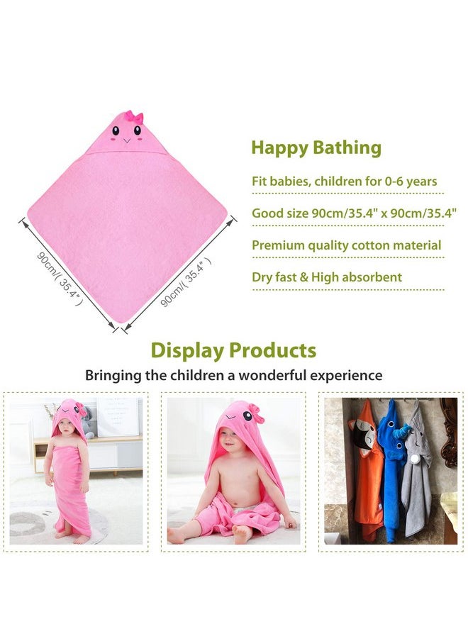 MICHLEY Unisex Baby Animal Hooded Bath Towel Soft Cotton Beach Swimming Washcloth for 0-6T, Pink