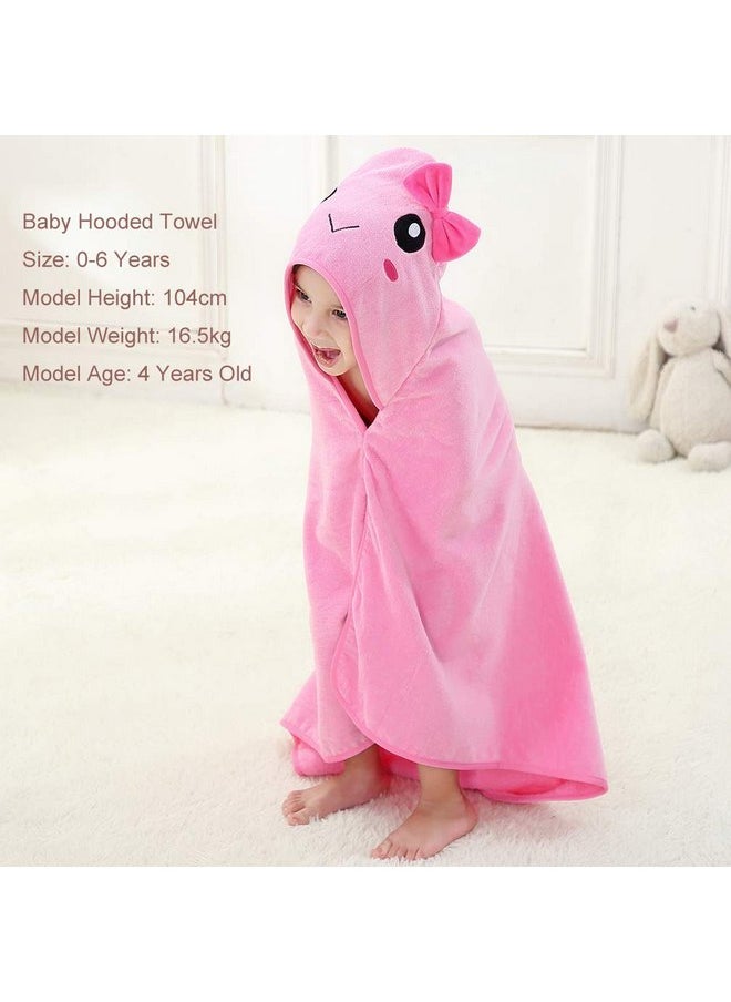 MICHLEY Unisex Baby Animal Hooded Bath Towel Soft Cotton Beach Swimming Washcloth for 0-6T, Pink