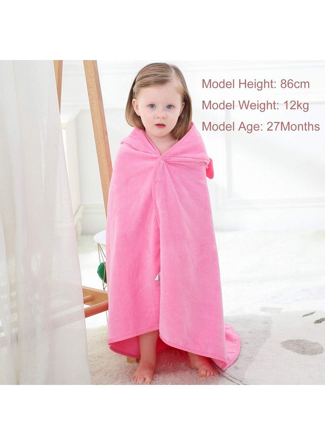 MICHLEY Unisex Baby Animal Hooded Bath Towel Soft Cotton Beach Swimming Washcloth for 0-6T, Pink