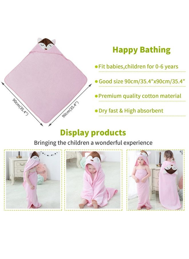 MICHLEY Unisex Baby Animal Hooded Bath Towel Soft Cotton Beach Swimming Bathrobe for 0-6T, Pink Fox