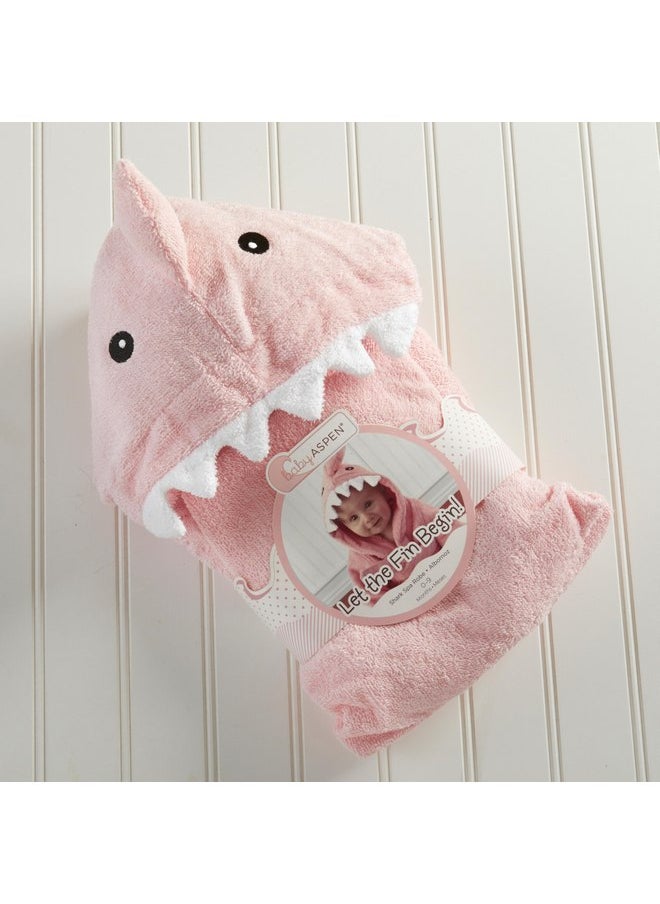 Baby Aspen Pink Girl's Baby Shark Hooded Towel/Newborn Terry Cotton Spa Bath Robe, Baby Beach Towel | Let The Fin Begin Baby Bath Towel