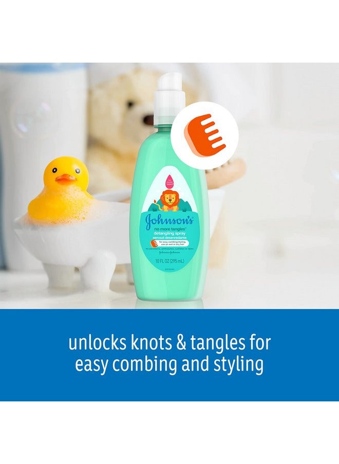 Johnson's No More Tangles Toddler & Kids Detangling Spray to Unlock Knots in Hair, Hypoallergenic & Paraben-Free, No More Tears Tear-Free Formula for Wet or Dry Hair, 10 fl. oz