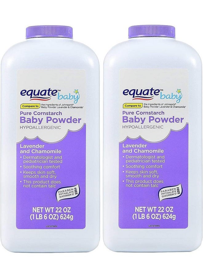 Pure Cornstarch Baby Powder with Lavender and Chamomile (22 oz - 2 Pack)