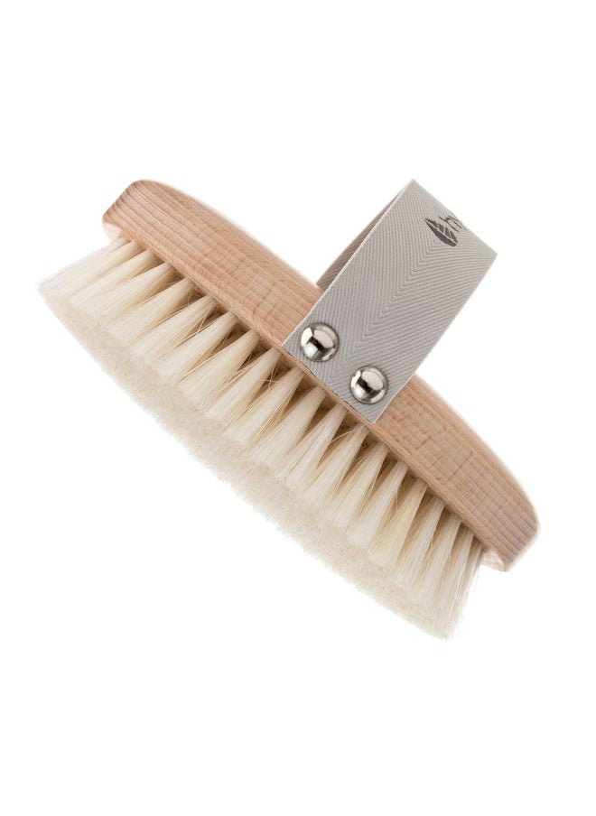 Natural Dry Body Brush - Exfoliating Dry Skin Brush With Natural Bristle, Dry Brush Cellulite Remover, Helps Improve Lymphatic Drainage - Fsc® Certified Beechwood.