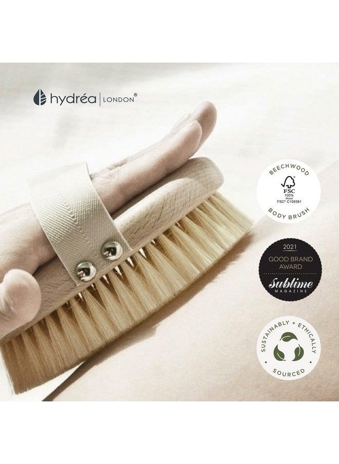 Natural Dry Body Brush - Exfoliating Dry Skin Brush With Natural Bristle, Dry Brush Cellulite Remover, Helps Improve Lymphatic Drainage - Fsc® Certified Beechwood.