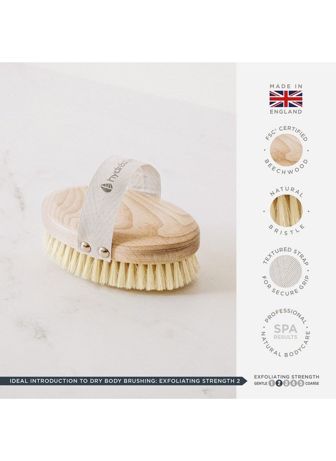 Natural Dry Body Brush - Exfoliating Dry Skin Brush With Natural Bristle, Dry Brush Cellulite Remover, Helps Improve Lymphatic Drainage - Fsc® Certified Beechwood.