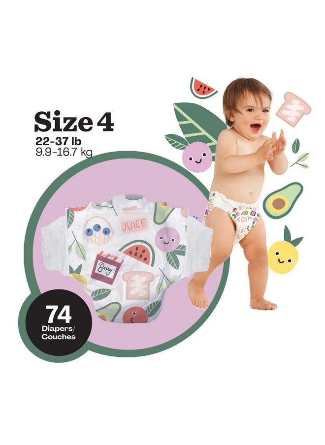 Hello Bello Diapers, Size 4 (22-37 lbs) - 74 Count of Premium Disposable Baby Diapers in Wildcats & Snacktime Designs - Hypoallergenic with Soft, Cloth-Like Feel