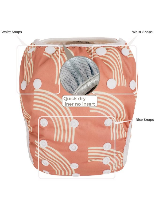 Reusable Swim Diapers and Wet Bag - One Size Fully Adjustable - Tropical 3 Pack with Wet Bag by Nora's Nursery